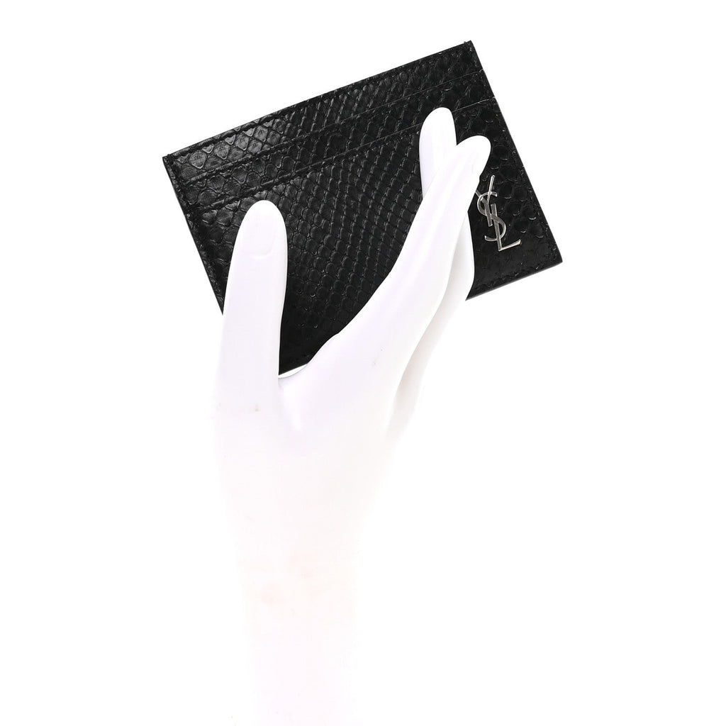 Snakeskin Monogram Credit  Case Black