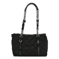 Nylon Tessuto Quilted Chain Shoulder Bag Black