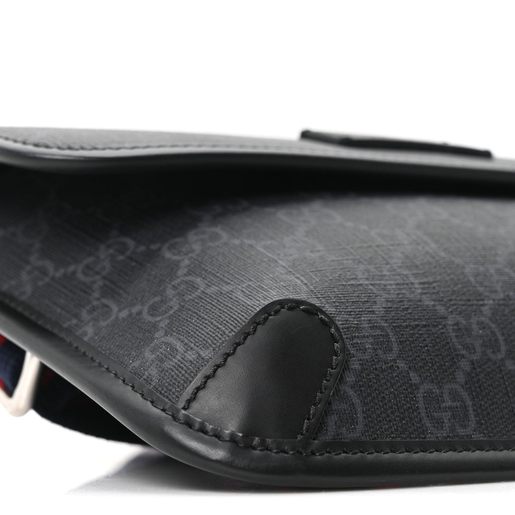GG Supreme Monogram Web Slim Belt Bag Black Grey