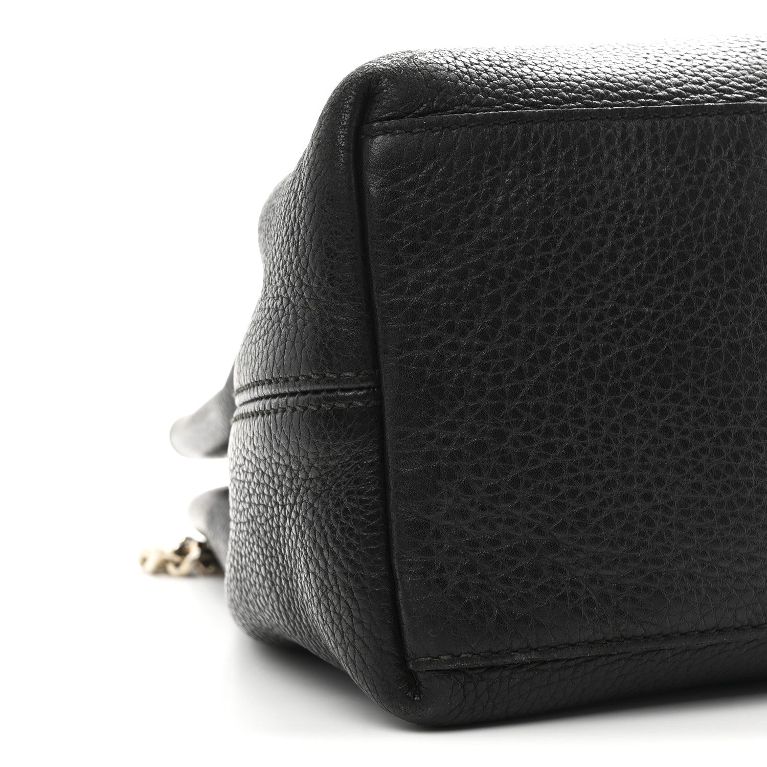 Pebbled Calfskin Medium Soho Chain Shoulder Bag Black