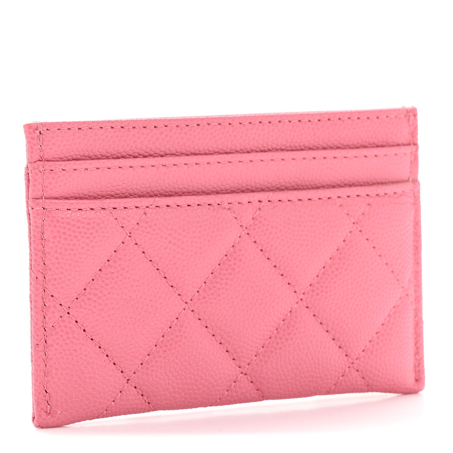 Caviar Quilted Textured CC  Holder Pink