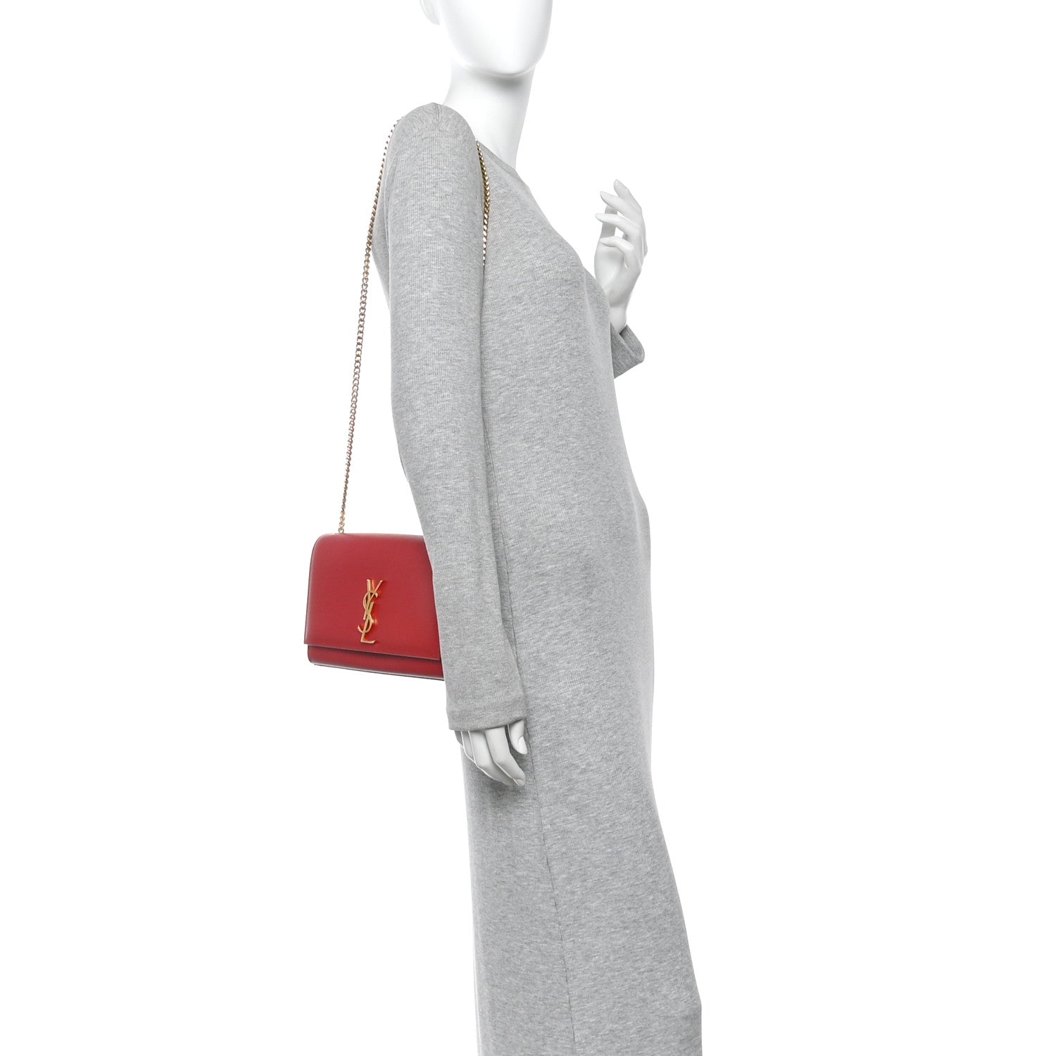 Grain De Poudre Medium Monogram Kate Satchel Red