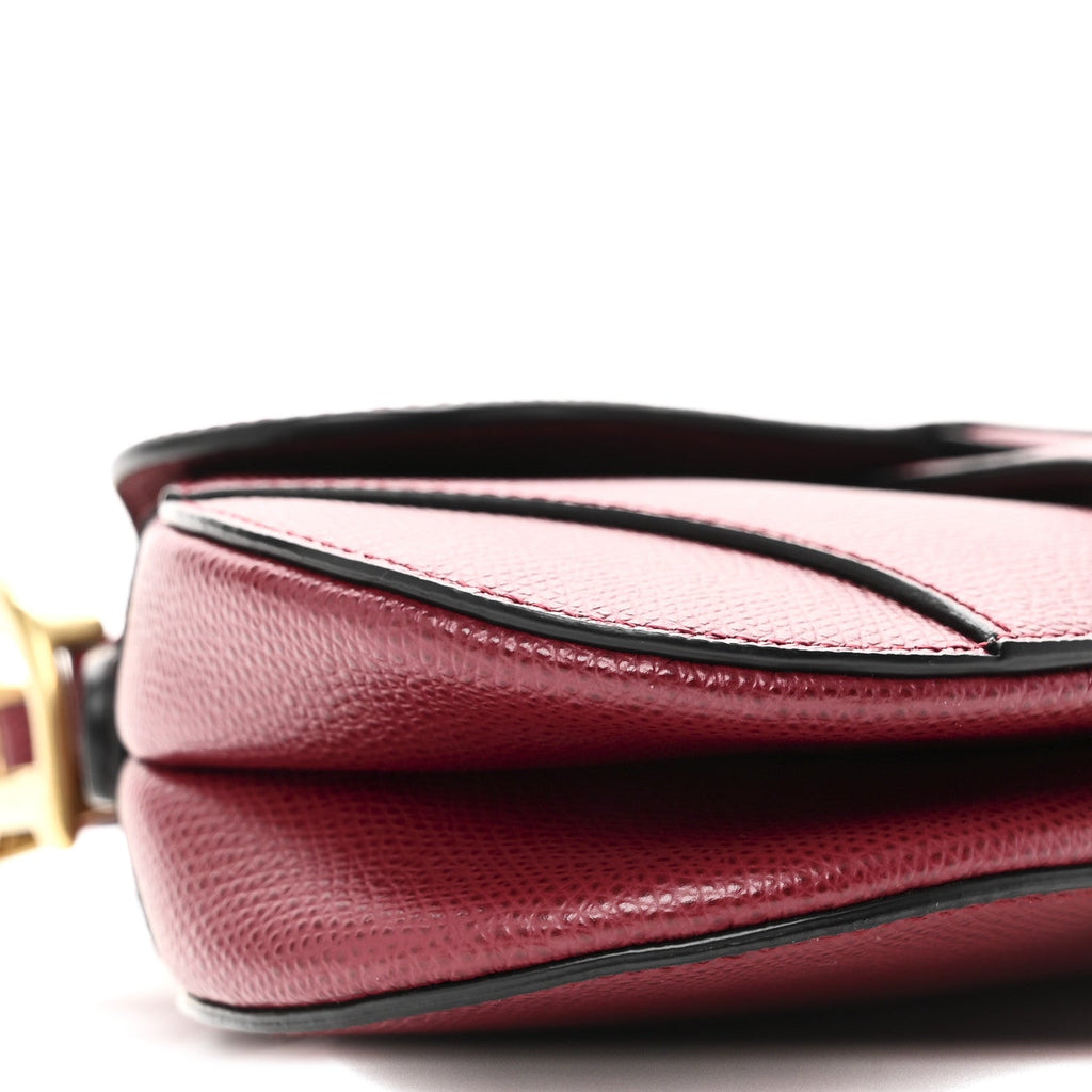 Grained Calfskin Mini Saddle Bag Red