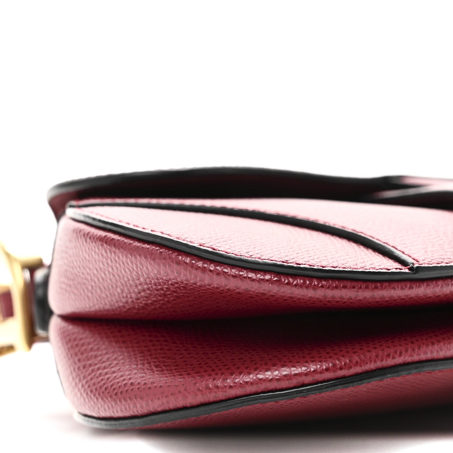 Grained Calfskin Mini Saddle Bag Red