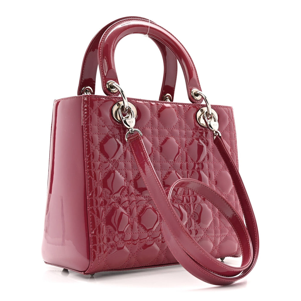 Patent Cannage Medium Lady Dior Dark Pink