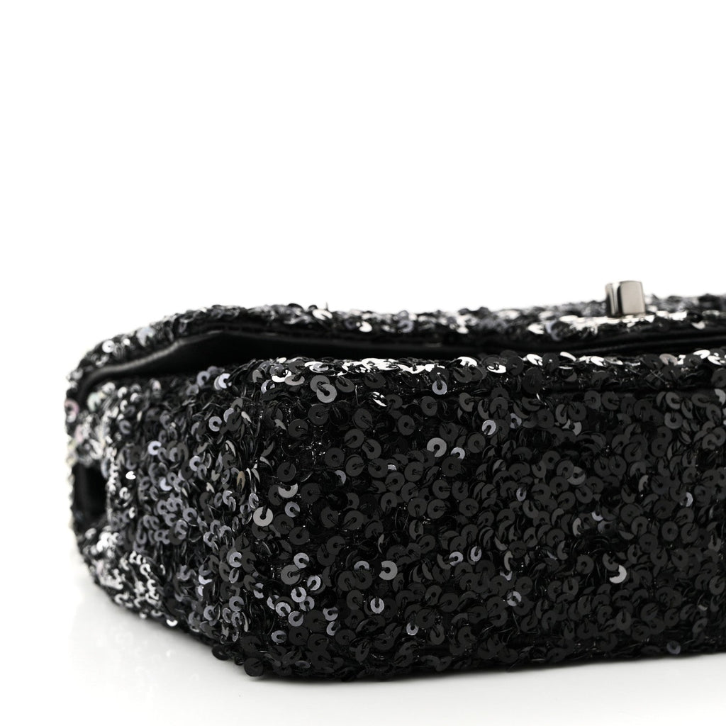 Shaded Sequins Mini Flap Black