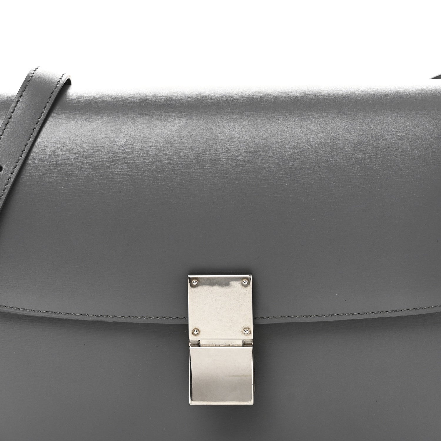 Box Calfskin Medium Classic Box Flap Bag Zinc