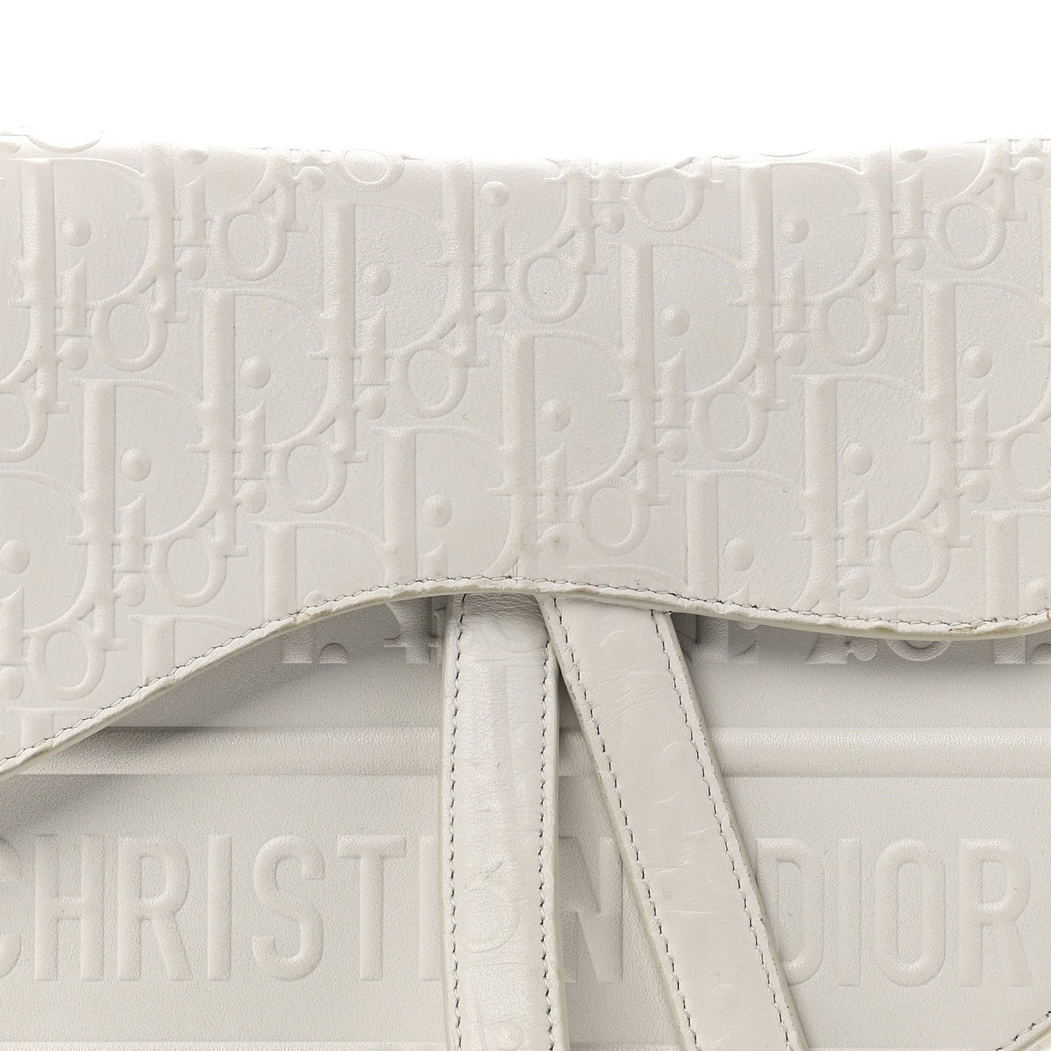 Calfskin Embossed Oblique Saddle Bag White