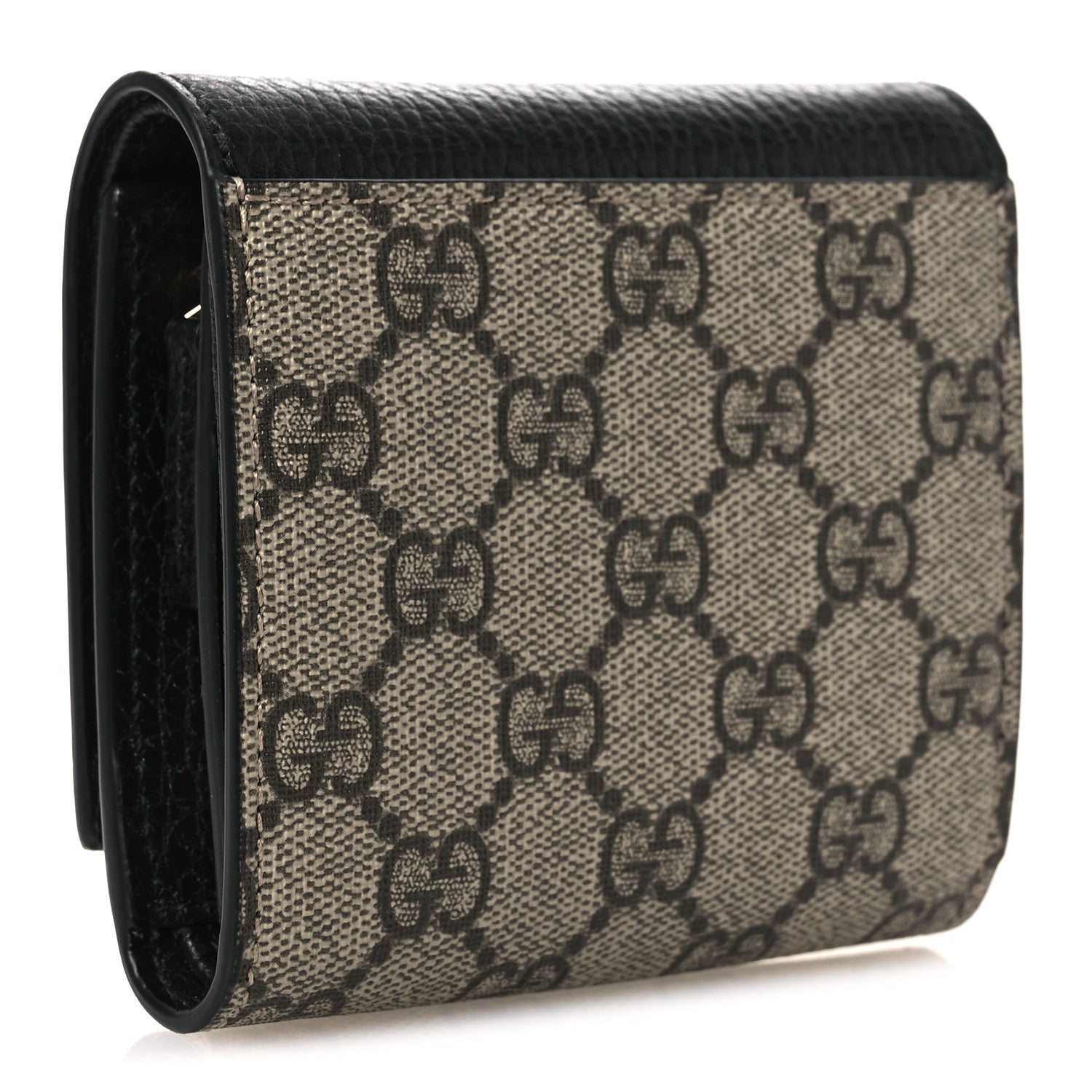 Dollar Calfskin GG Supreme Monogram Medium GG Marmont Wallet Black Beige Ebony