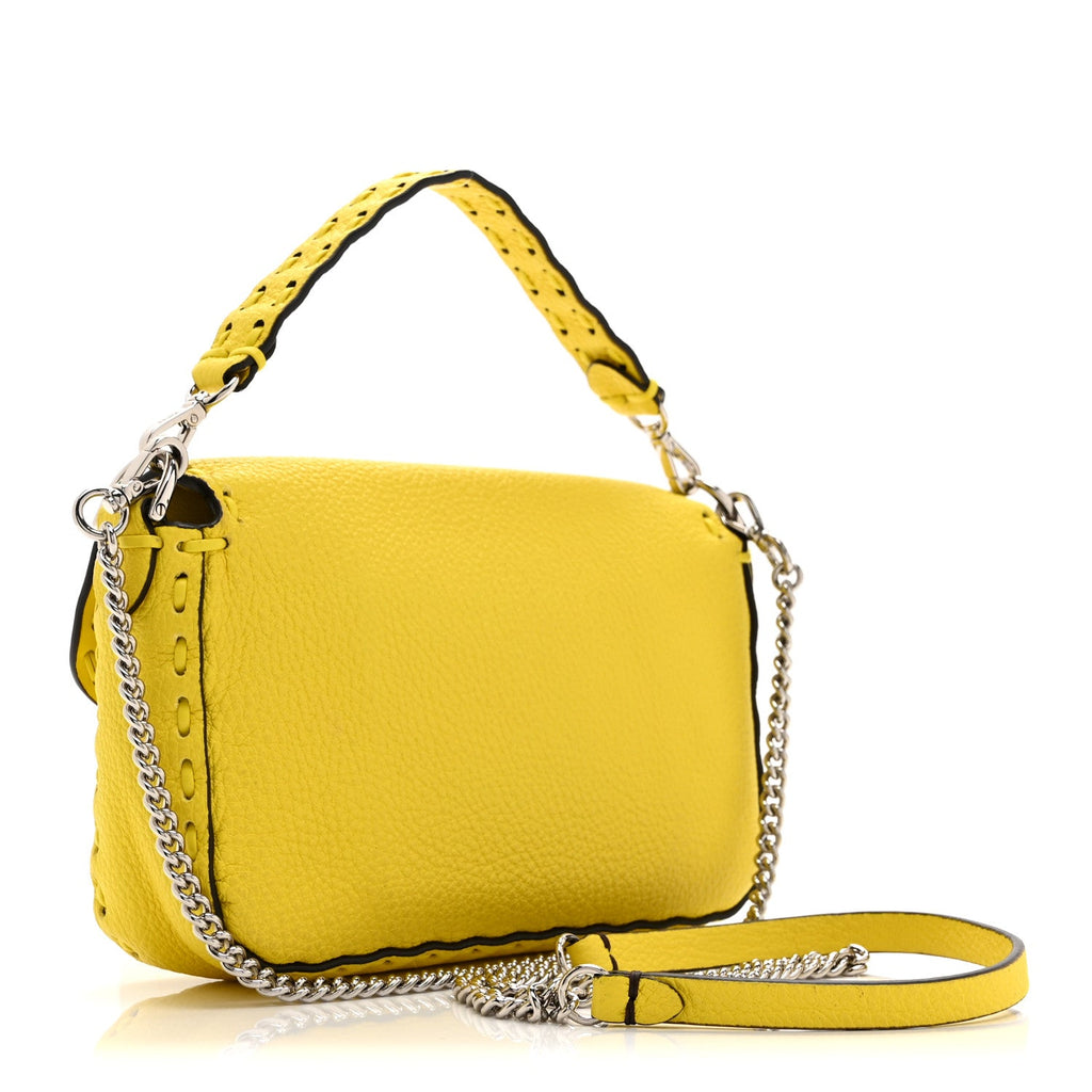 Cuoio Roma Sellerissima Nappa Sintetica Tape Stitch Mini Baguette Acid Yellow