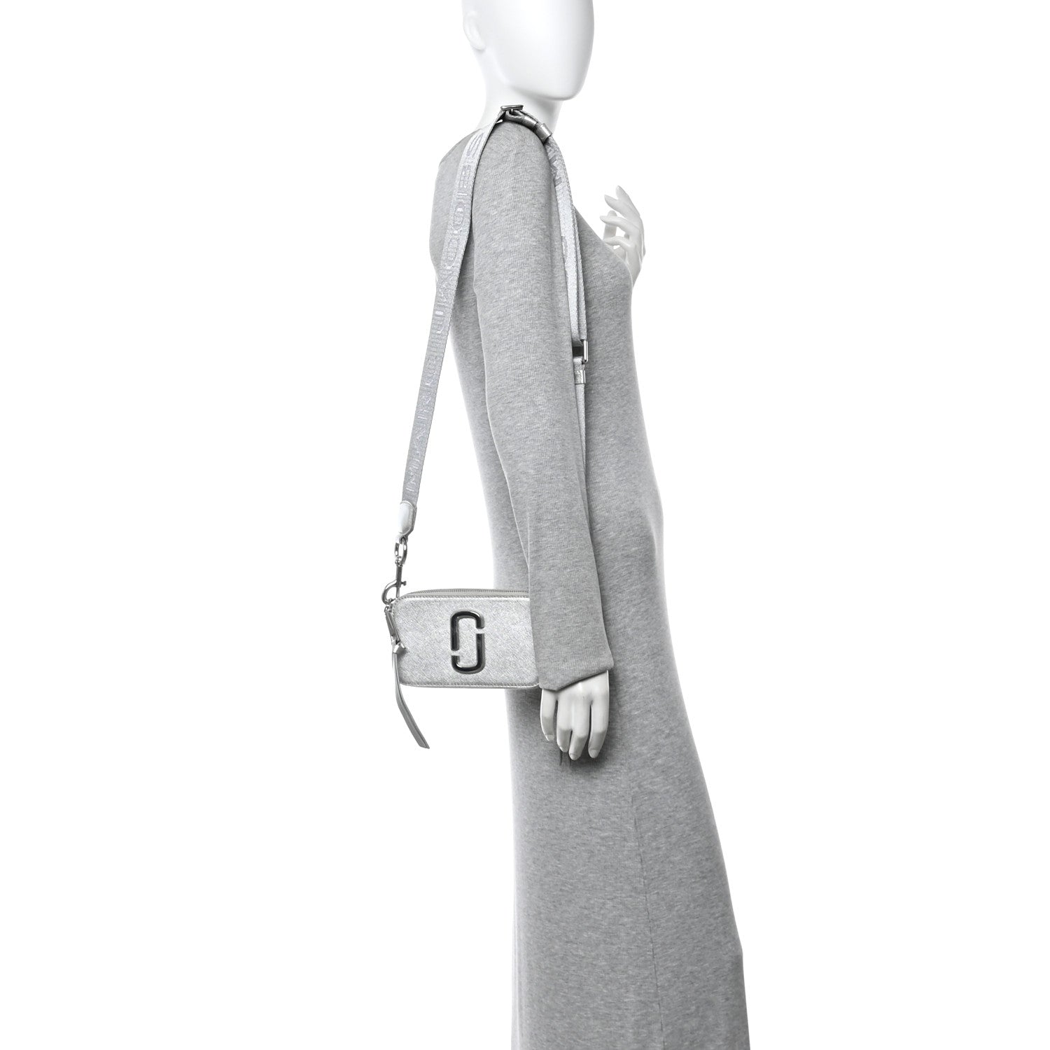 Metallic Saffiano Small Snapshot Camera Bag Silver