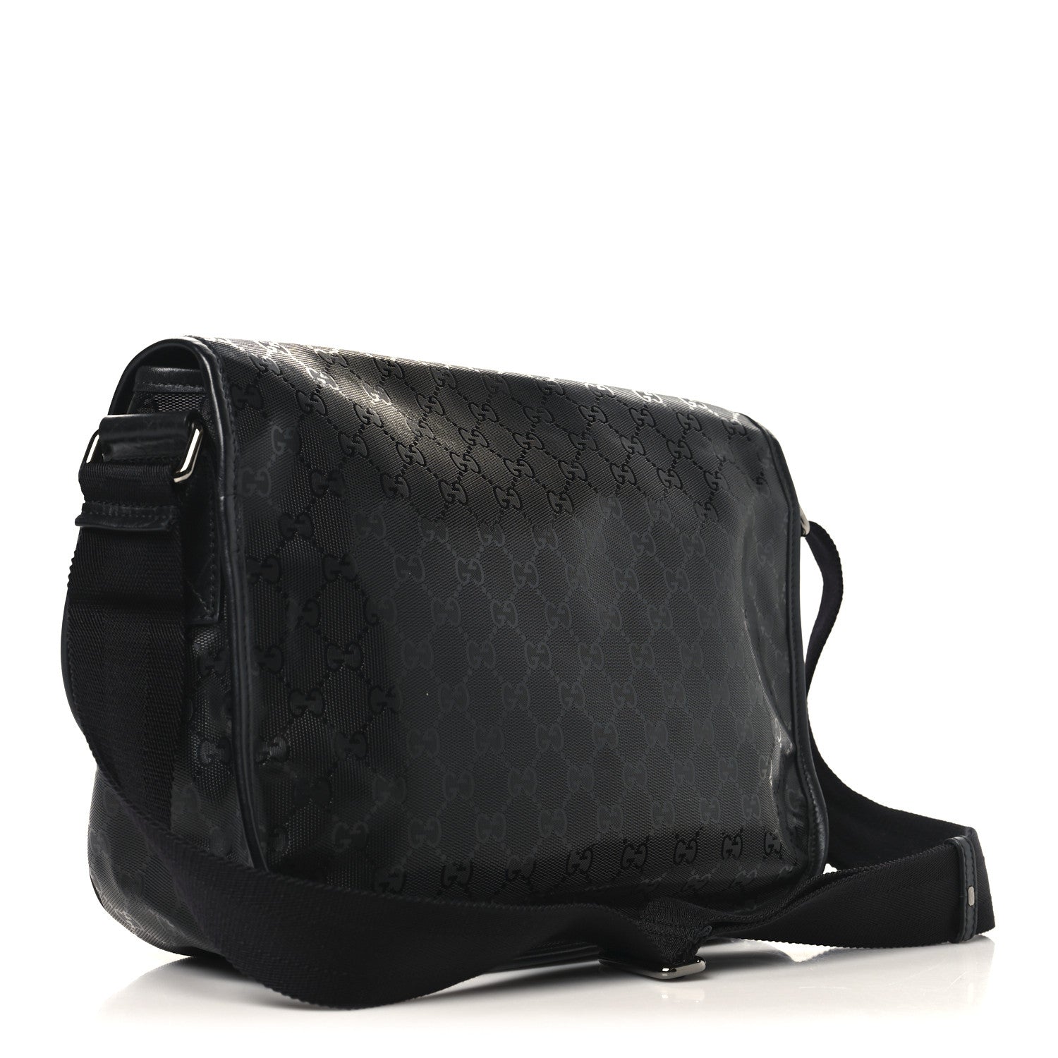 Imprime Monogram Medium Double Buckle Flap Messenger Bag Black