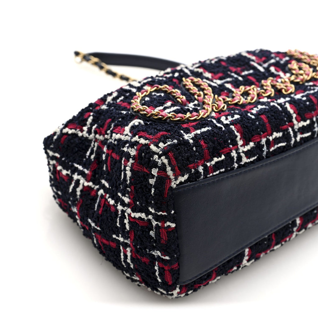 Tweed Calfskin Signe Hobo Navy Multicolor