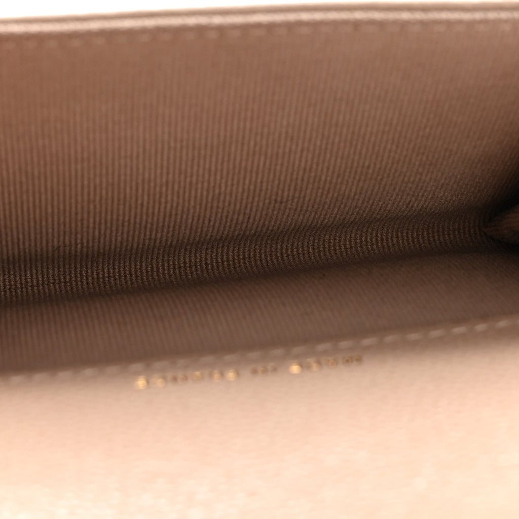 Caviar Quilted Flap  Holder Wallet Dark Beige