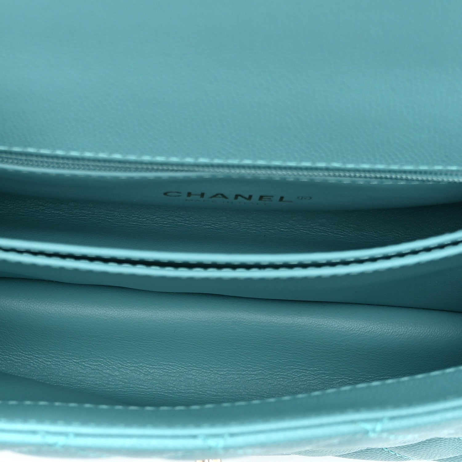 Caviar Quilted Mini Coco Handle Flap Turquoise