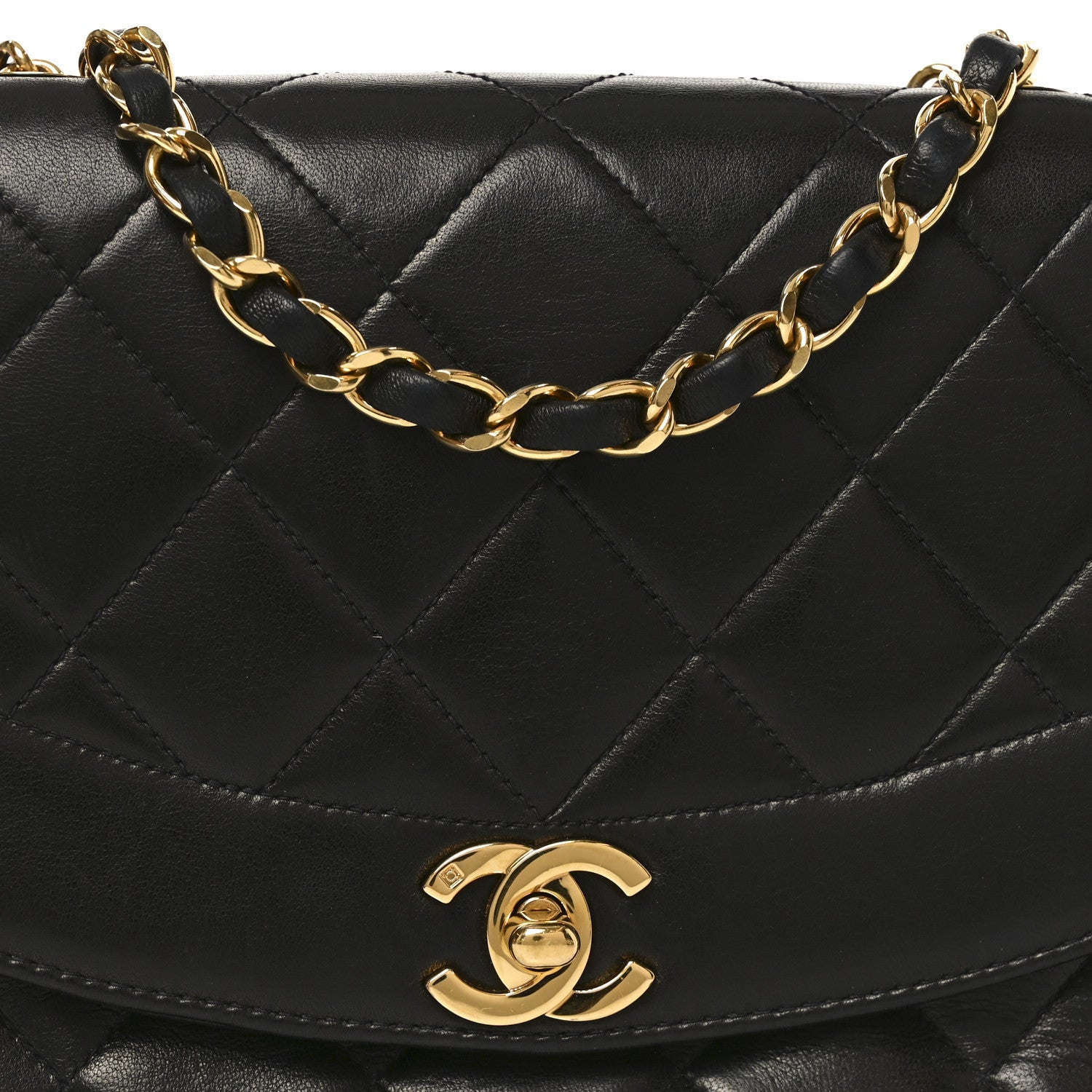 Lambskin Quilted Small Single Flap Black