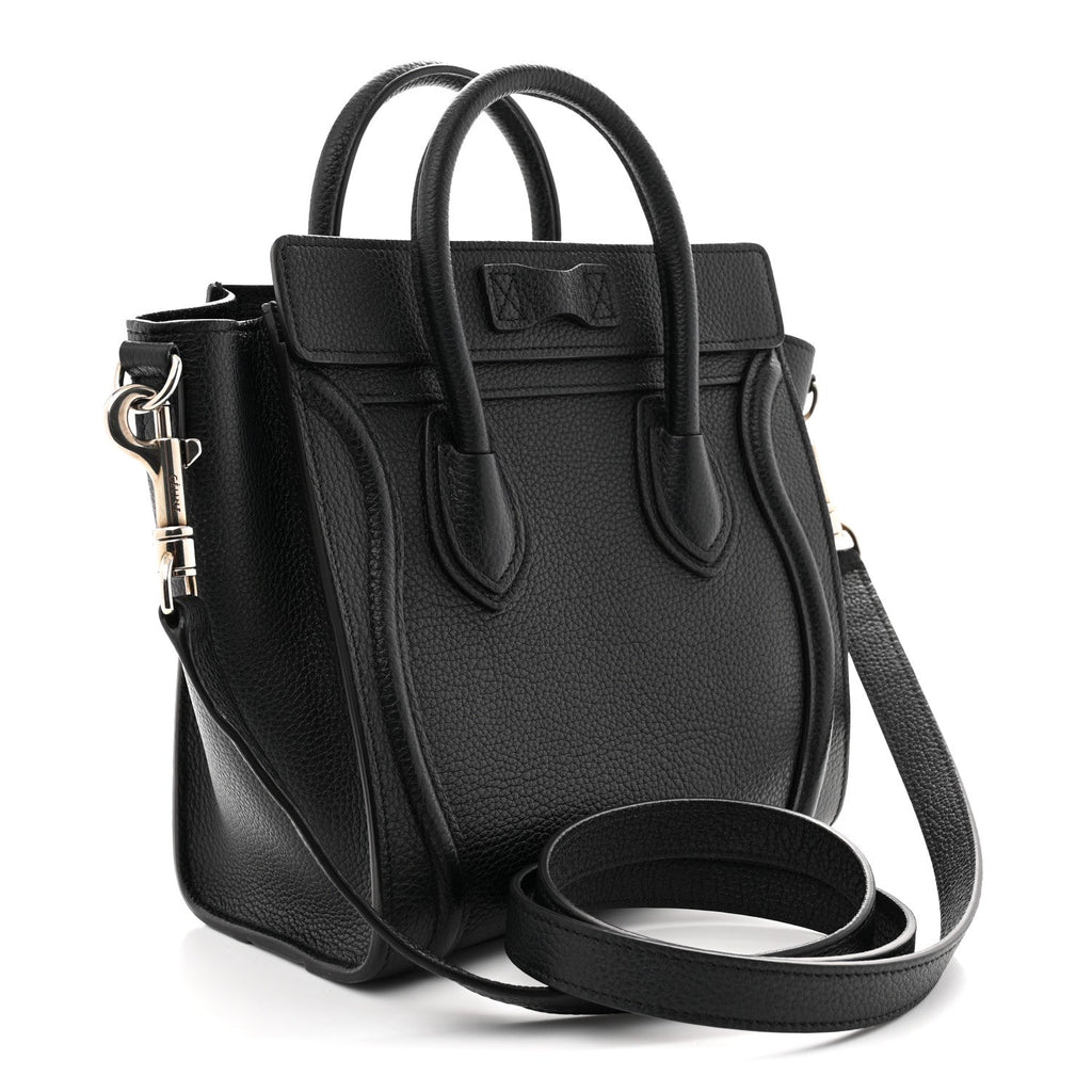 Drummed Calfskin Nano Luggage Black