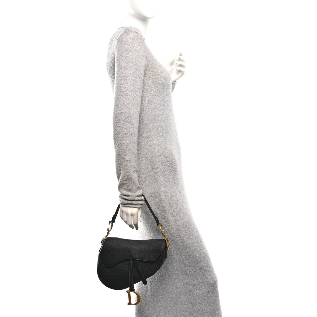 Grained Calfskin Saddle Bag Black