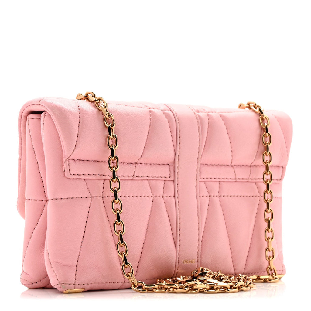 Lambskin Quilted Mini Kleio Crossbody Bag Light Pink