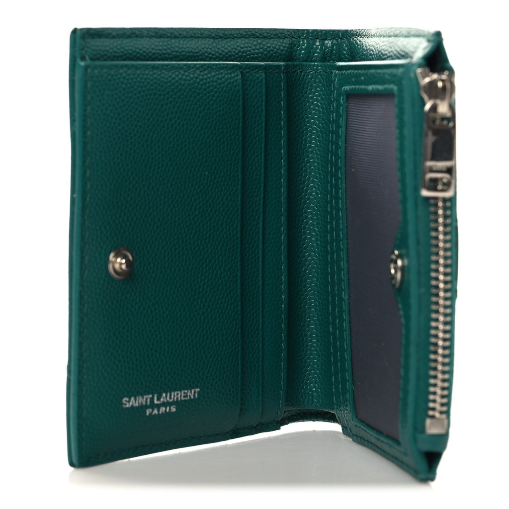 Grain De Poudre Matelasse Chevron Monogram Zipped  Case Malachite Green