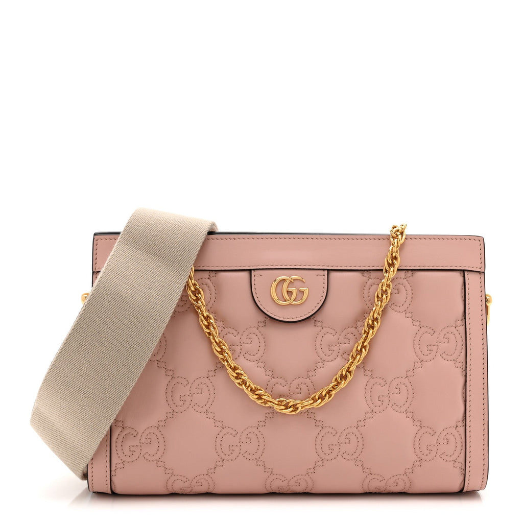 Calfskin GG Matelasse Small Slim Chain Shoulder Bag Perfect Pink Natural