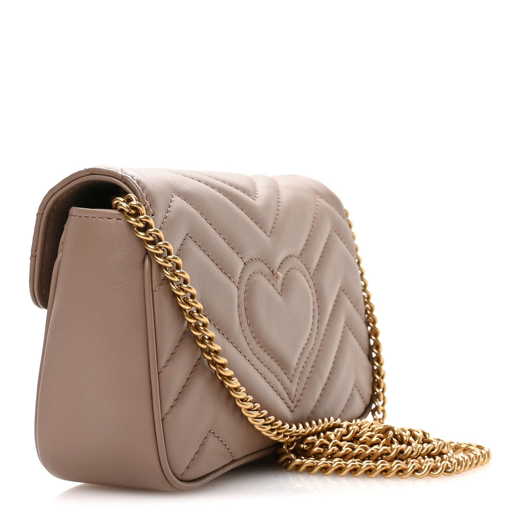 Calfskin Matelasse Super Mini GG Marmont Shoulder Bag Porcelain Rose
