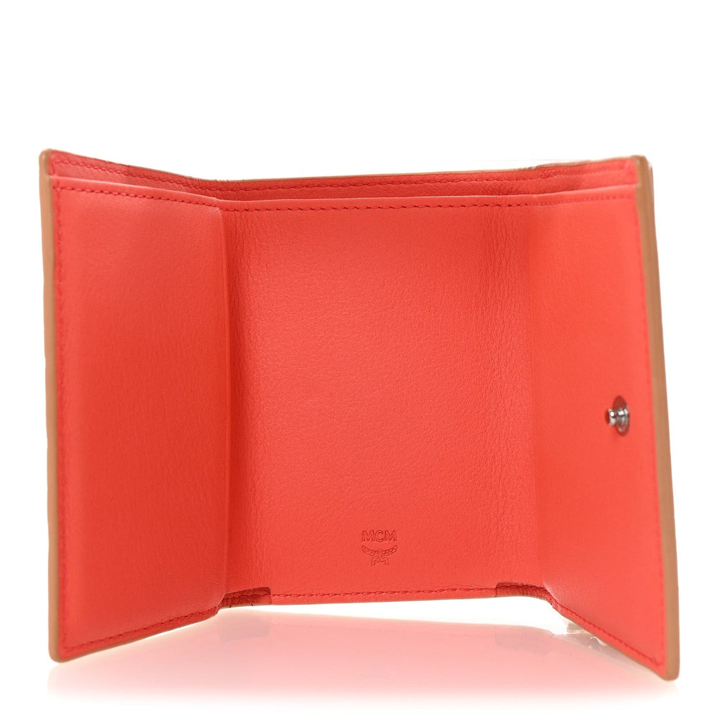 Calfskin Ottomar Monogram Tri-Fold Wallet Hot Coral