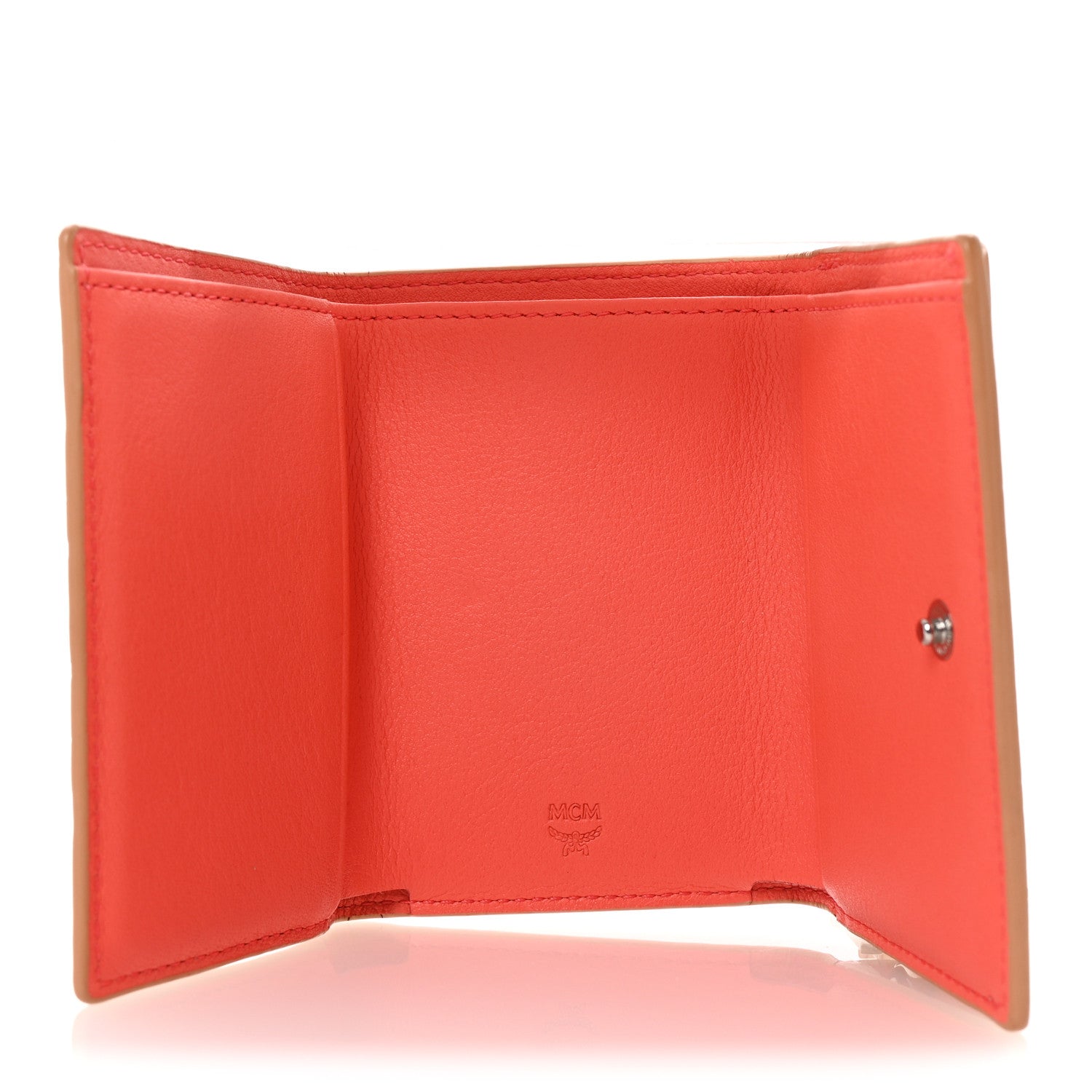 Calfskin Ottomar Monogram Tri-Fold Wallet Hot Coral