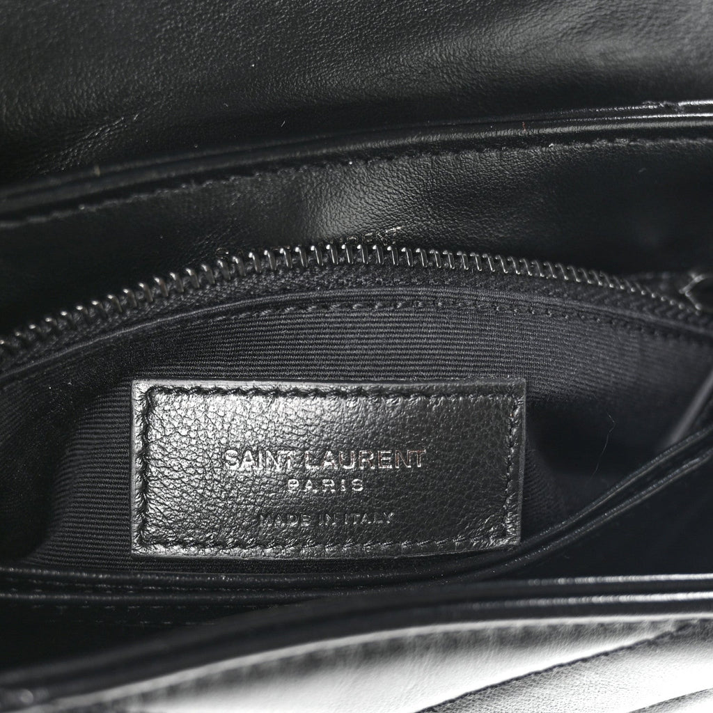Calfskin Y Quilted Monogram Monochrome Toy Loulou Crossbody Bag Black