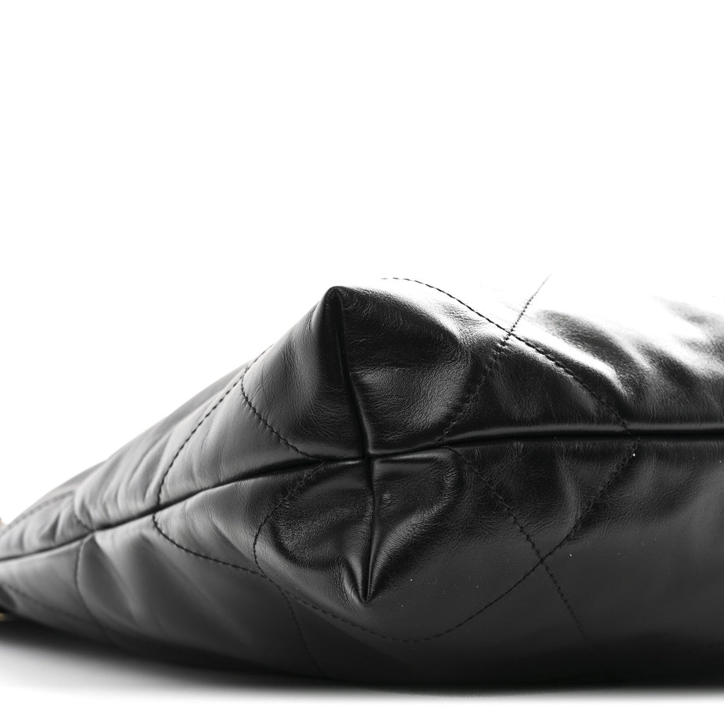 Shiny Calfskin Quilted Small Chanel 22 Black