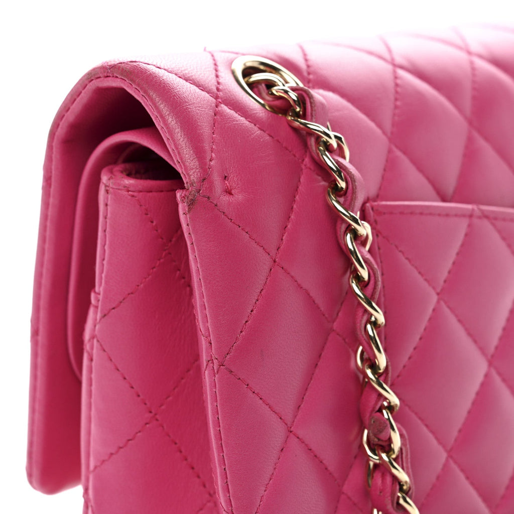 Lambskin Quilted Medium Double Flap Pink