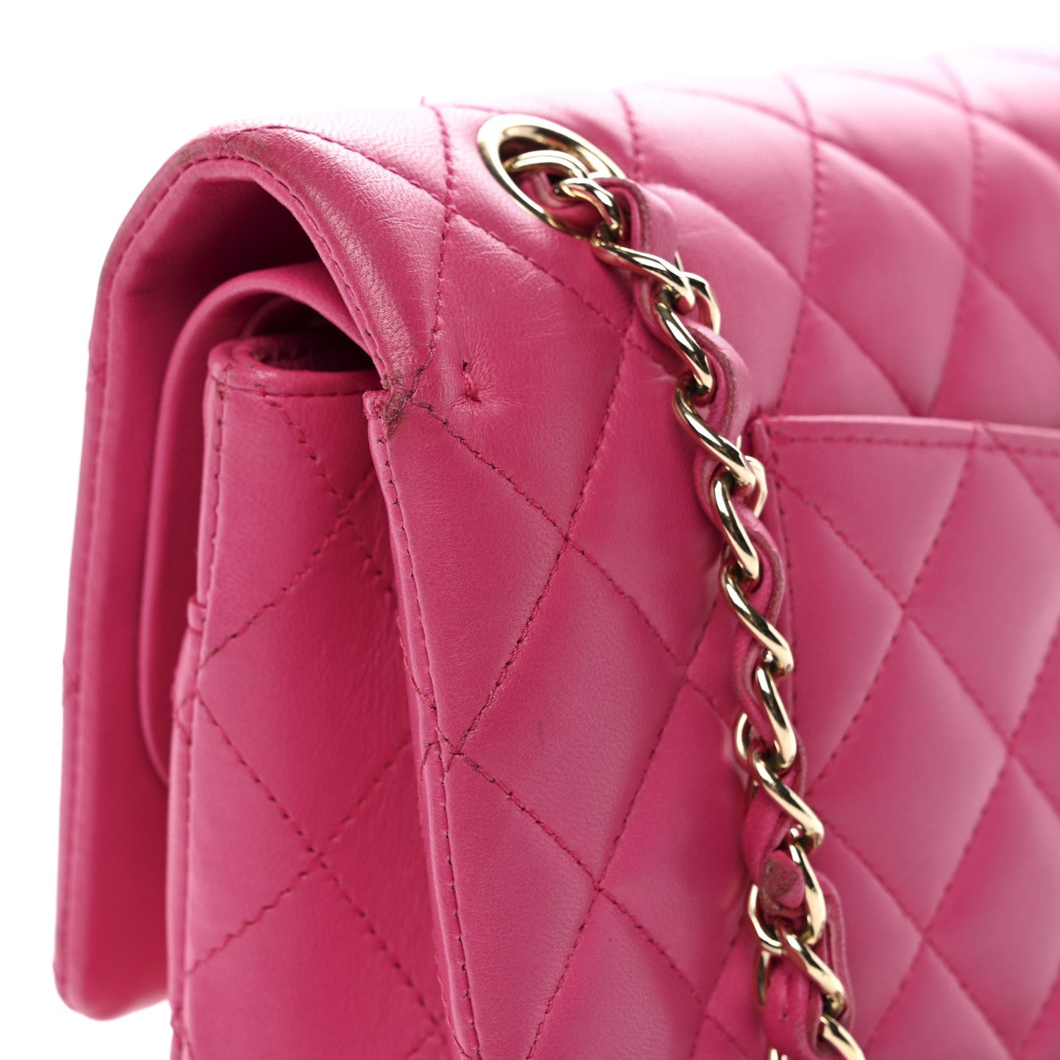 Lambskin Quilted Medium Double Flap Pink