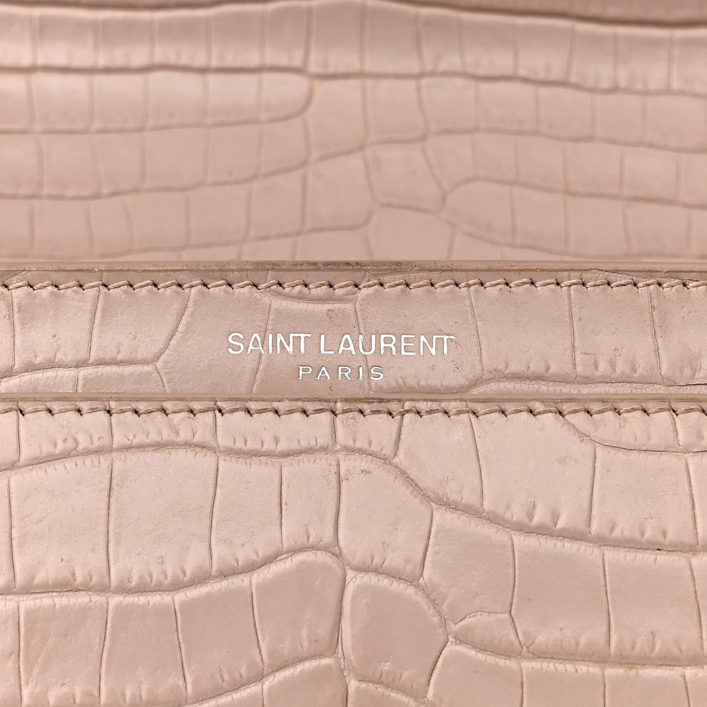 Calfskin Crocodile Embossed Medium Monogram Sunset Rose Antic
