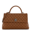 Caviar Quilted Medium Coco Handle Flap Camel