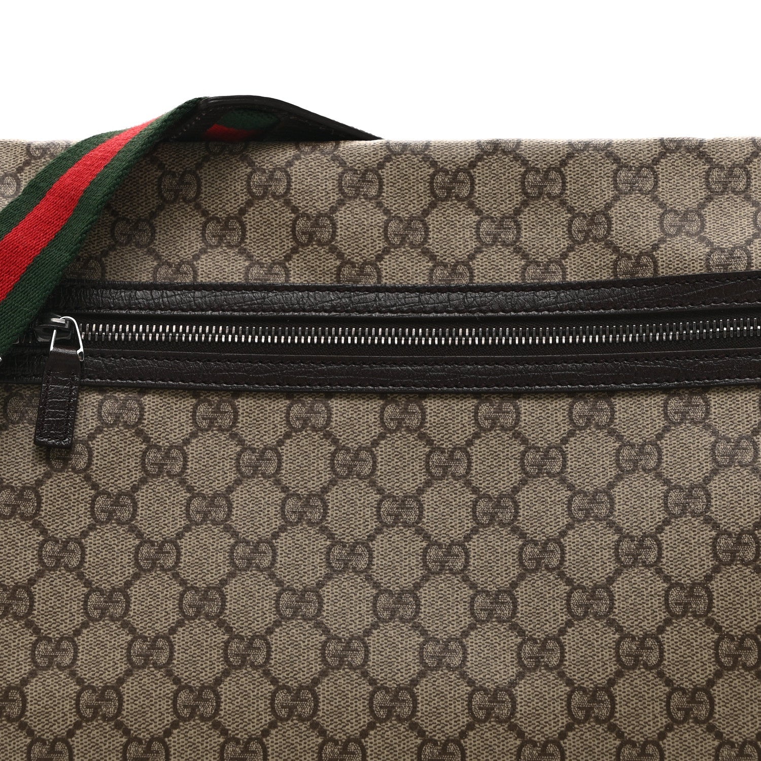 GG Plus Monogram Web Large Flap Messenger Bag Beige Dark Brown