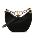 Satin Crystal Mini Vlogo Moon Bag Black