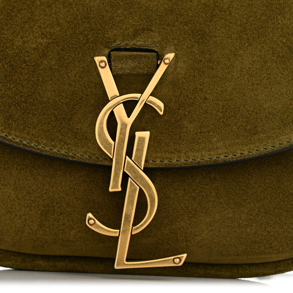 Suede Calfskin Monogram Small Kaia Satchel Olive Green