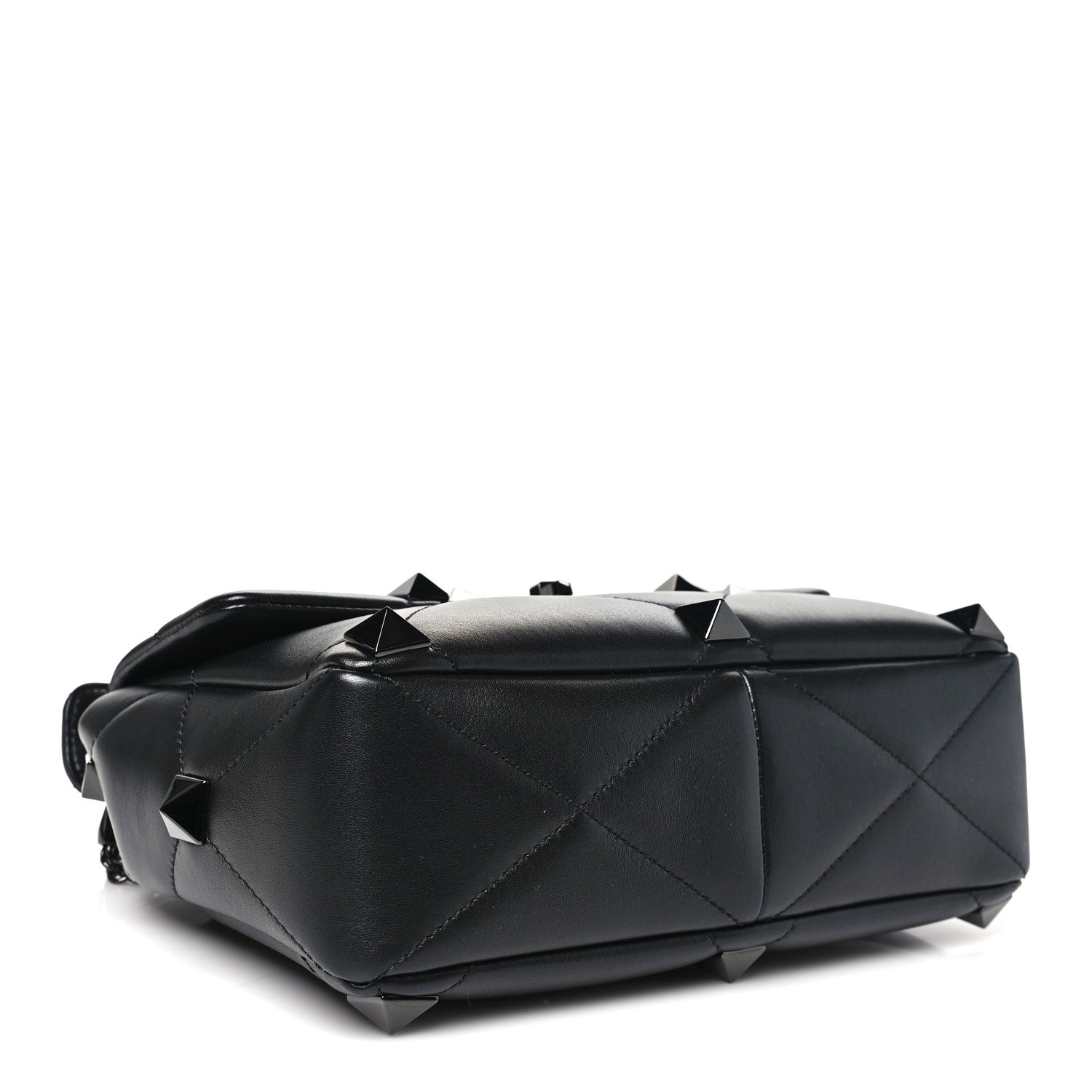 Nappa Monochrome Large Roman Stud Shoulder Bag Black