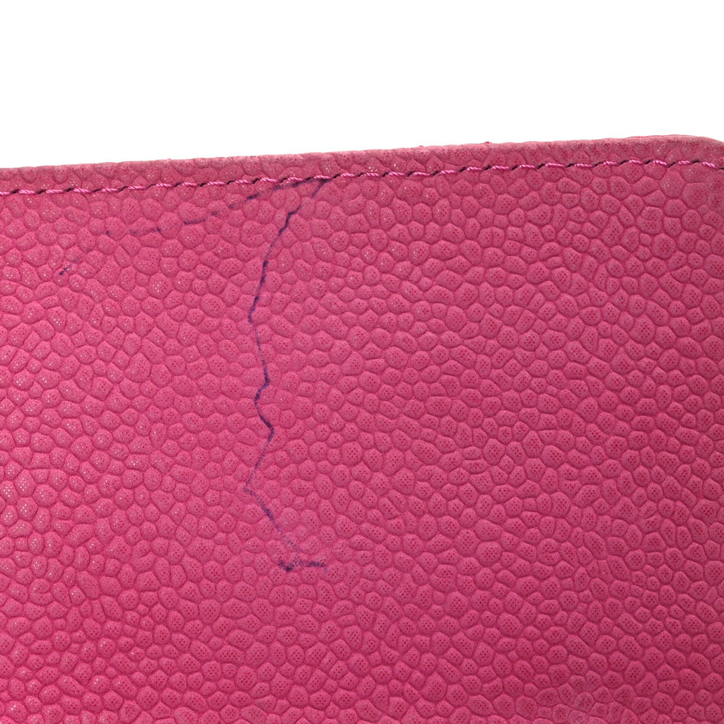 Caviar Quilted Large Gusset Flap Wallet Pink