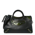 Smooth Calfskin Metallic Patent Giant 12 Silver Hardware City Vert Poker Fonce