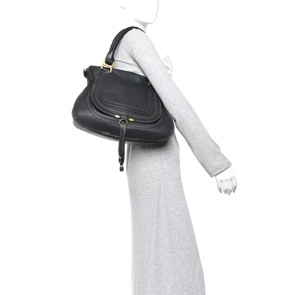 Calfskin Medium Marcie Satchel Black