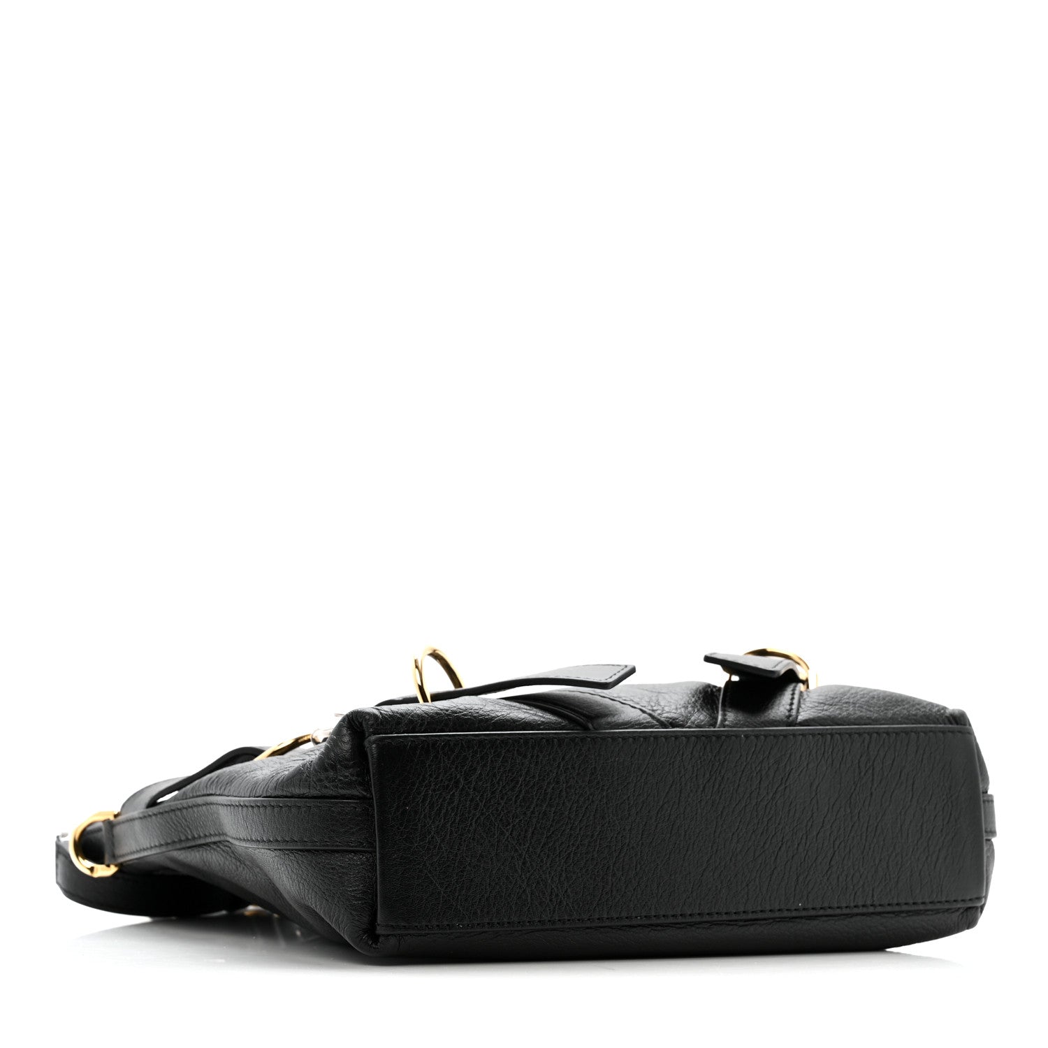 Crinkled Calfskin Small Voyou Bag Black