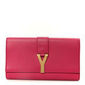 Calfskin Classic Y Ligne Clutch Fuchsia