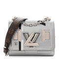 Calfskin Monogram Spaceship Embossed Twist Shoulder Bag PM Argent