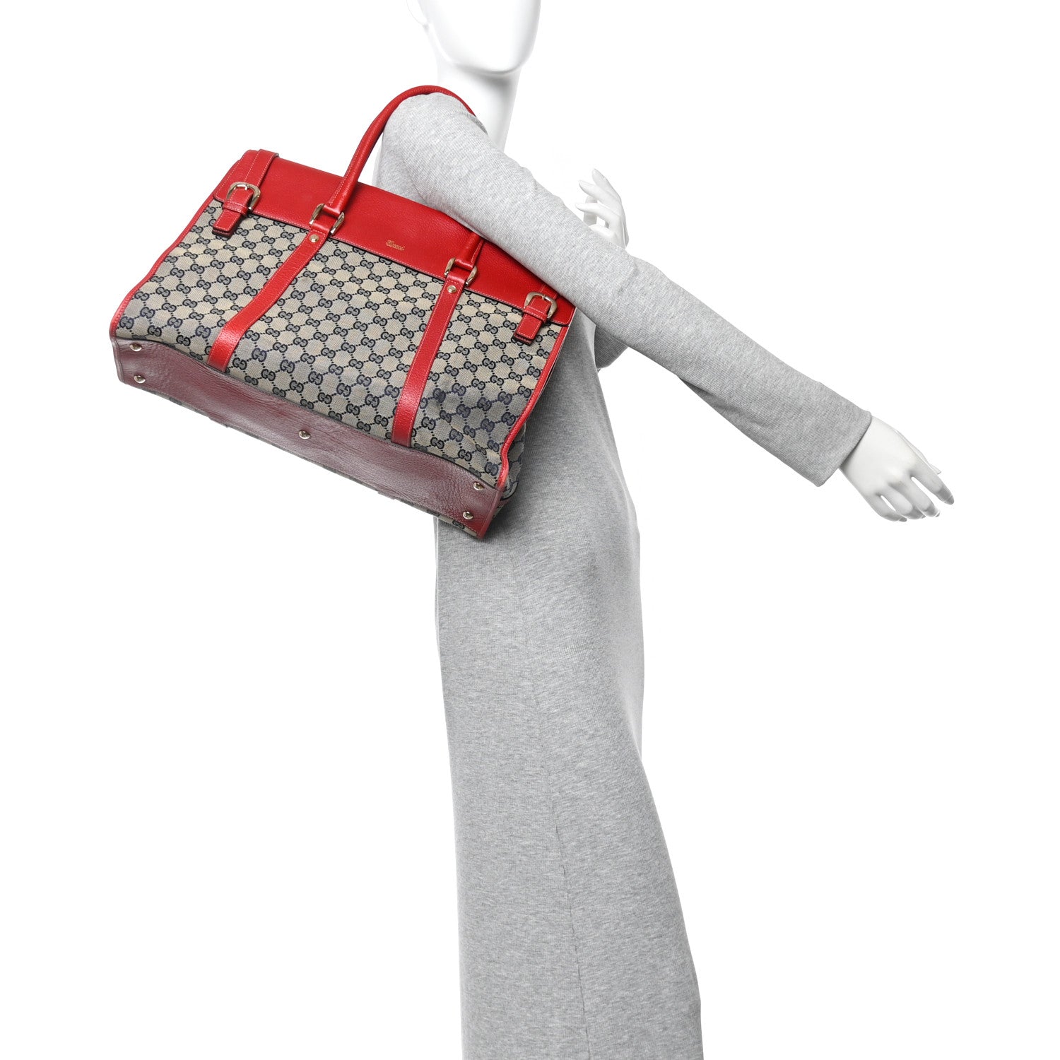 Monogram Work Tote Navy Red