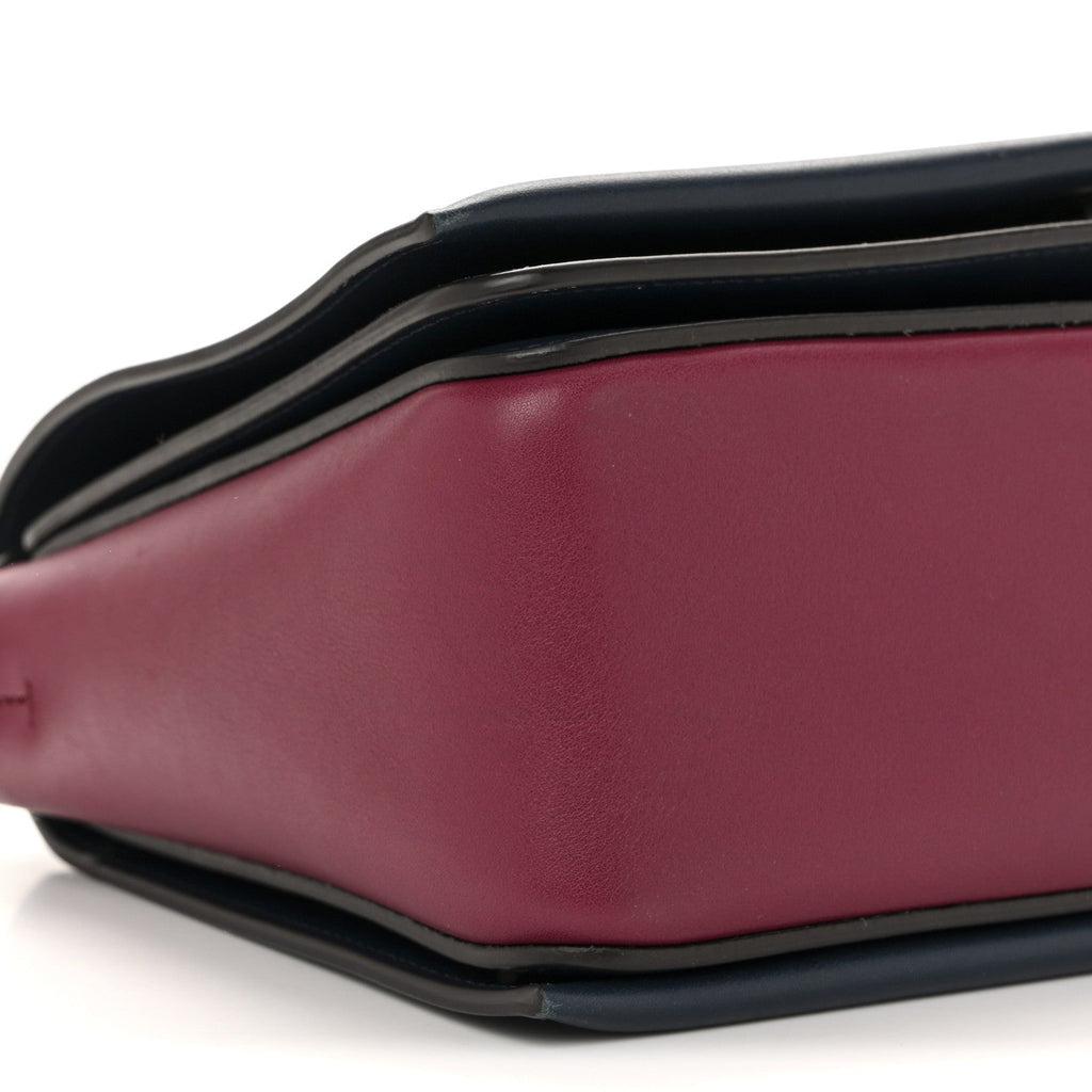 Shiny Smooth Calfskin Medium Frame Shoulder Bag Blue Purple