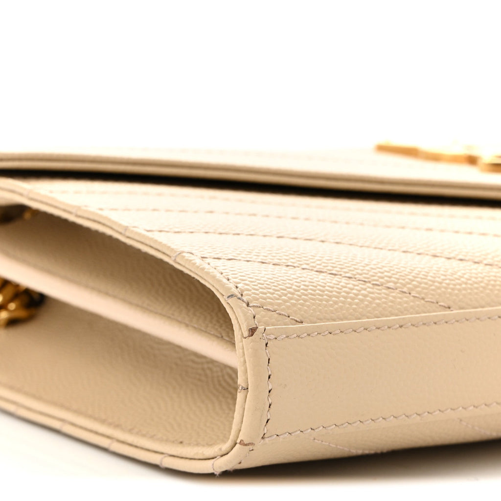 Grain De Poudre Matelasse Chevron Monogram Chain Wallet Nude Powder