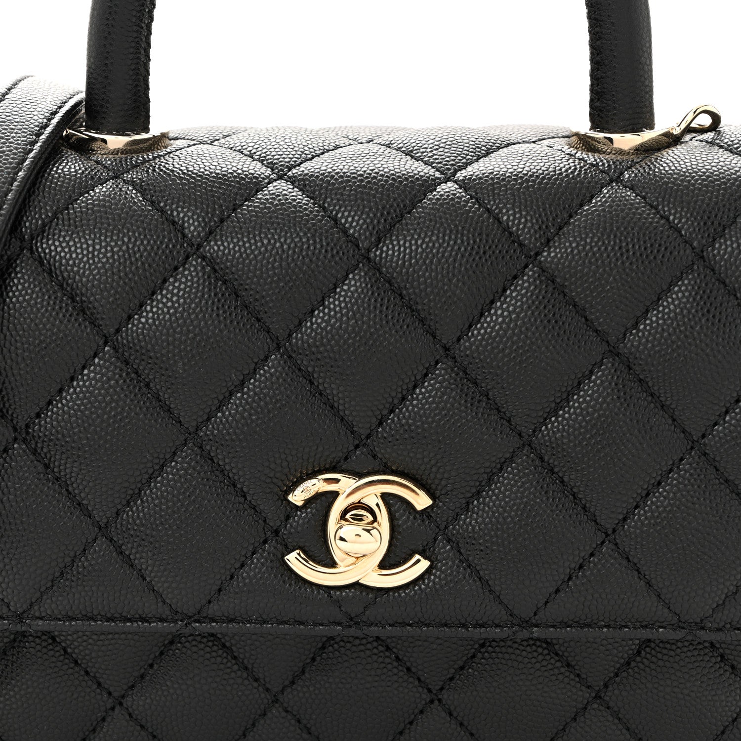 Caviar Quilted Mini Coco Handle Flap Black