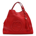 Pebbled Calfskin Large Soho Shoulder Bag Red