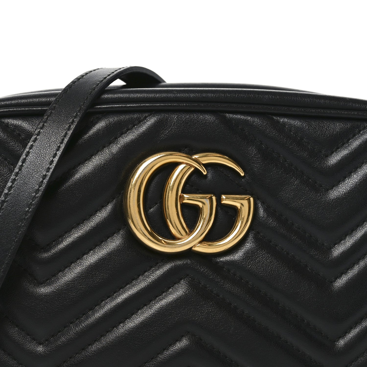 Calfskin Matelasse Small GG Marmont Chain Shoulder Bag Black